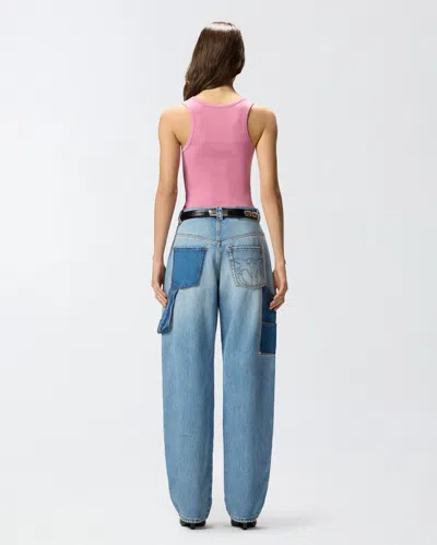 Pinko Ribbed Tank Top With Love Birds Logo In Pink