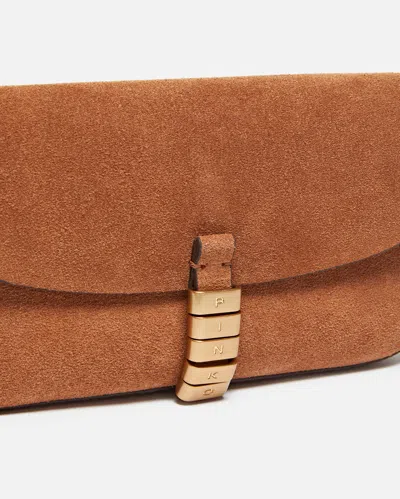 Pinko Saddle Medium Clutch Bag Adjustable Strap In Brown
