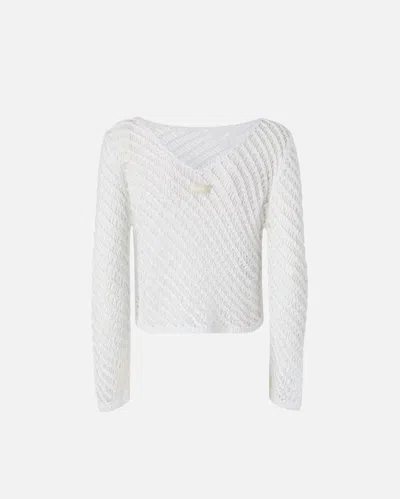 Pinko Sweaters Bianco Silver In White