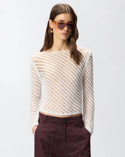Pinko Sweaters Bianco Silver In White