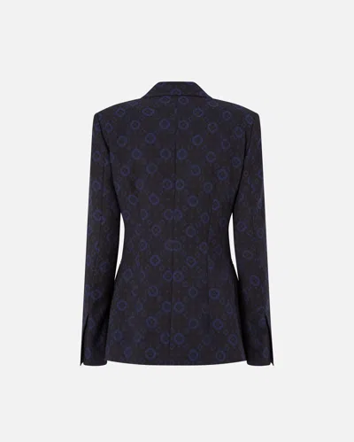 Pinko Geometric-print Single-breasted Jacket In Blue
