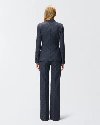 Pinko Geometric-print Single-breasted Jacket In Blue