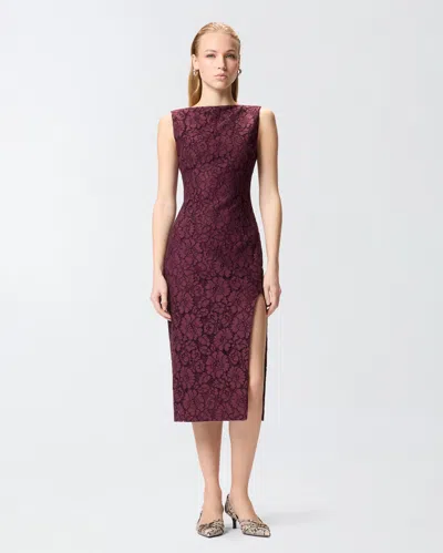 Pinko Strapless Dress Knee Length Lace Slit In Red