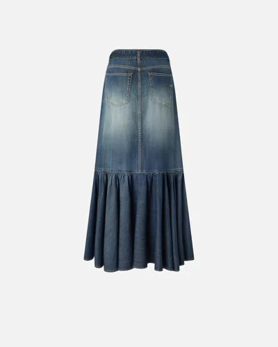 Pinko Belted Waist Mini Skirt Contrast Stitching In Blue