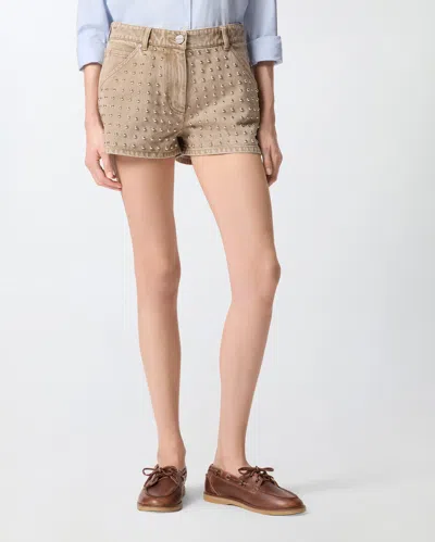 Pinko Stud-embellished Shorts In Brown