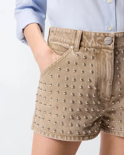 Pinko Stud-embellished Shorts In Brown