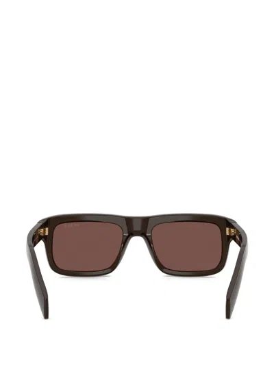 Prada Cigar Acetate Rectangular Sunglasses In Burgundy