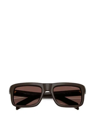 Prada Cigar Acetate Rectangular Sunglasses In Burgundy