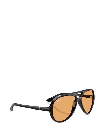Ray Ban Cats 5000 Classic Summer Capsule Sunglasses Black Frame Orange Lenses 59-13