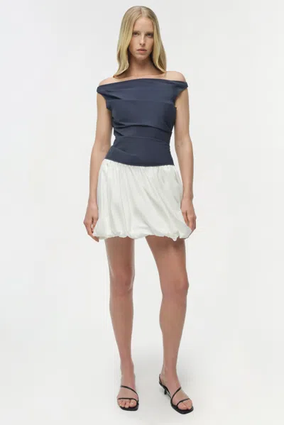 Simkhai Multicolor Salina Mini Dress With Boat Neckline And Bubble Skirt In Cotton Blend Woman In Blue