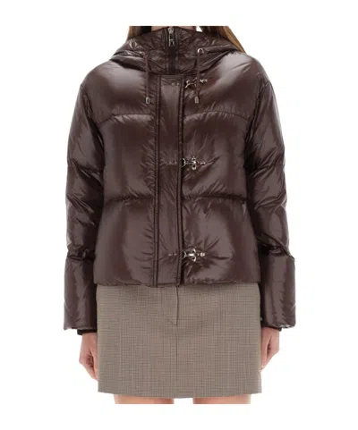 Fay Down Jacket With Hood In Brown