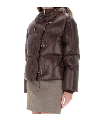 Fay Down Jacket With Hood In Brown