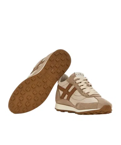 Hogan Low Top Sneakers Contrast Panel Rubber Sole In Neutral