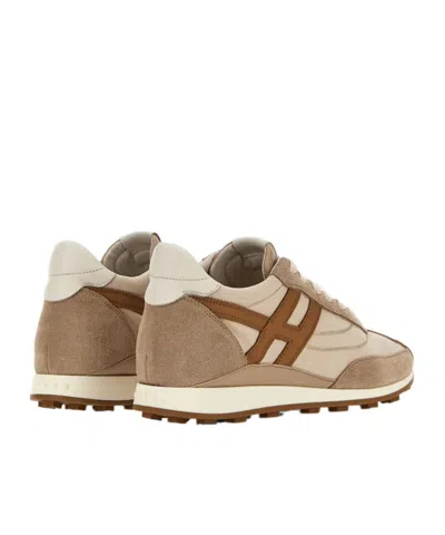 Hogan Low Top Sneakers Contrast Panel Rubber Sole In Neutral