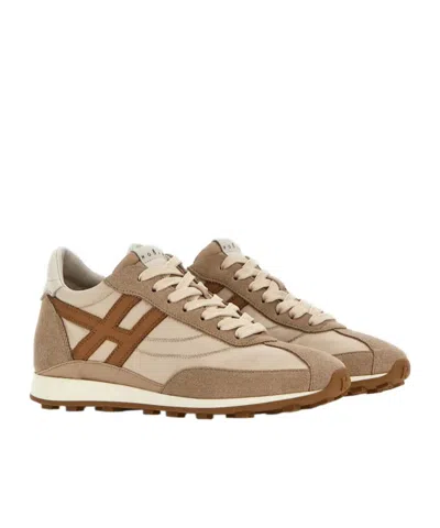 Hogan Low Top Sneakers Contrast Panel Rubber Sole In Neutral