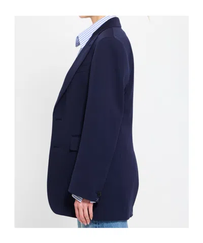 Celine Lapel Long-sleeved Blazer In Blue