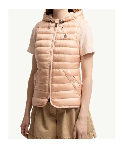 Moncler Grenoble Karura Short Transformable Down Jacket Pink In Neutral