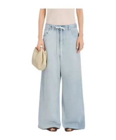 Mm6 Maison Margiela Drawstring Wide Leg Jeans In Blue