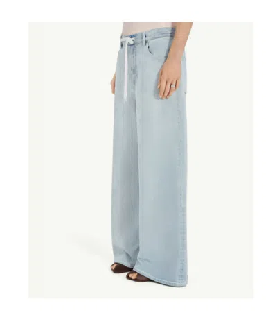 Mm6 Maison Margiela Drawstring Wide Leg Jeans In Blue