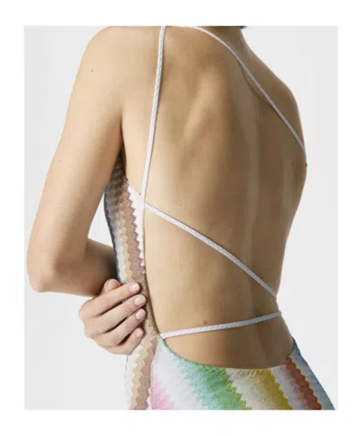 Missoni Mare One-shoulder Striped Metallic Crochet-knit Swimsuit In Multi