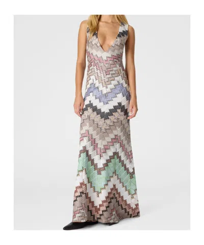 Missoni Striped Metallic Crochet-knit Maxi Dress In Multi