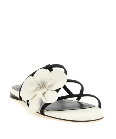 Zimmermann Orchid Floral Flat Strappy Open Toe Sandals In Multi