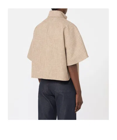 Max Mara Patterned Cotton Cloak In Brown