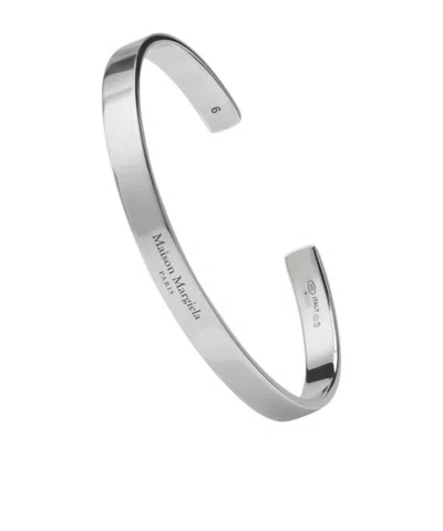 Maison Margiela Logo Reference Cuff Bracelet In Metallic