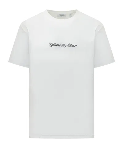 Off-white Script Arrow Cotton T-shirt In White