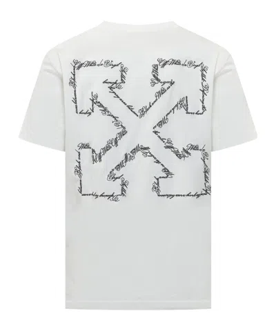 Off-white Script Arrow Cotton T-shirt In White