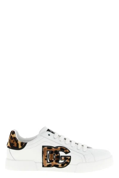 Dolce & Gabbana Portofino Light Strobel Nappa Calfskin Sneakers In White