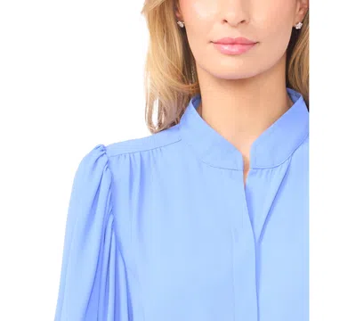 Cece Women's 3/4-sleeve Collared Button Down Top In Blue