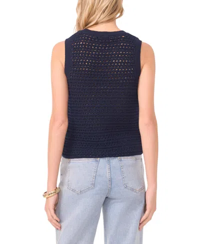 1.state Openwork Crewneck Tank In Blue