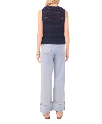 1.state Openwork Crewneck Tank In Blue
