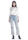 ALEXANDER WANG SILK BUTTON-UP SHIRT WITH CIGARETTE JACQUARD,109970R