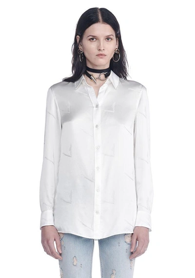 Shop Alexander Wang Silk Button-up Shirt With Cigarette Jacquard