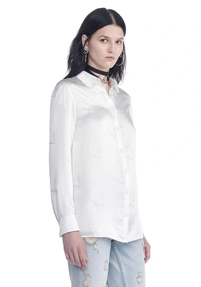 Shop Alexander Wang Silk Button-up Shirt With Cigarette Jacquard
