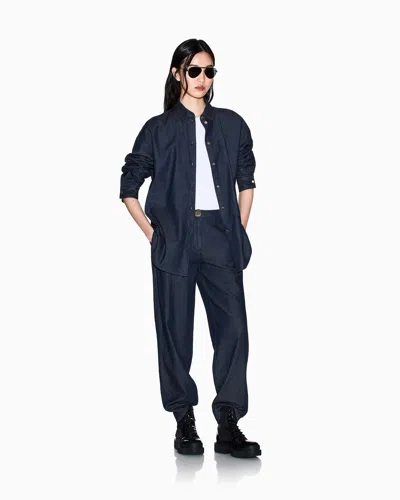 Armani Exchange Trousers In Technical Fabric In Blue