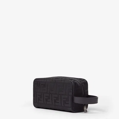 Fendi Logo-patterned Zip Pouch In Black