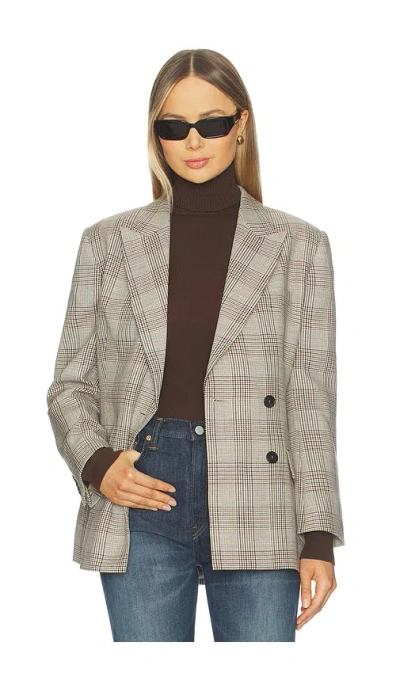 Anine Bing Asymmetric Prince Of Wales Jacket Women In Gray
