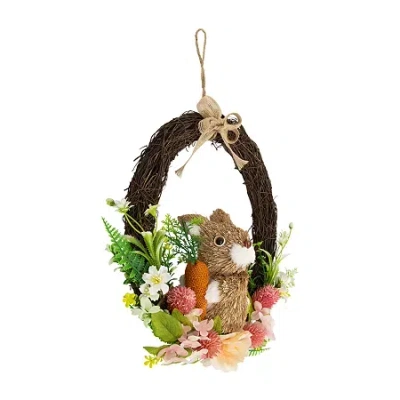 Northlight Floral Grapevine Spring Easter Wreath With Rabbit In Multi