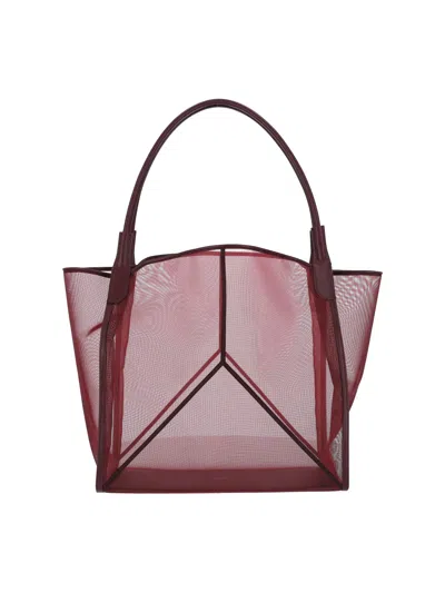 Victoria Beckham Translucent Mesh Panel Tote Bag In Red