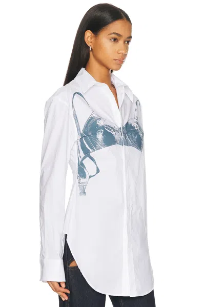 Jean Paul Gaultier Womens White Blue Grey Scanned Bra Stretch-cotton Shirt