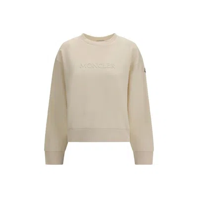 Moncler Crew Neck Sweatshirt Long Sleeves Ribbed Trims In Multi