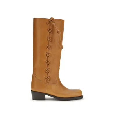 Paris Texas Brown Calf Leather Bos Taurus Lace-up Boots In Multi