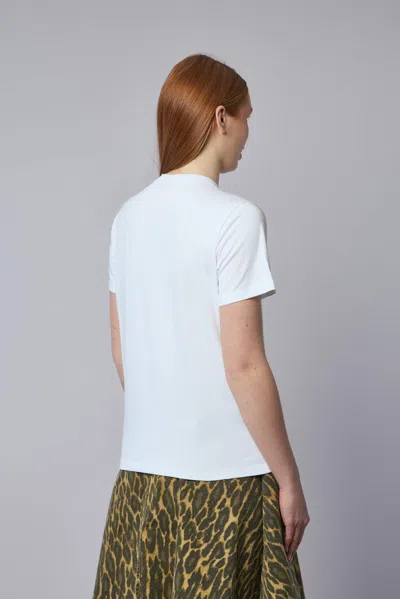 Ganni Basic Jersey Leopard Relaxed T-shirt In White