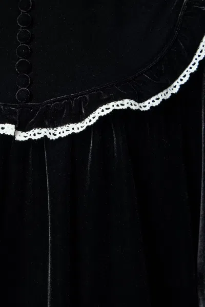 Ganni Stretch Velvet Jersey Collar Mini Dress In Black