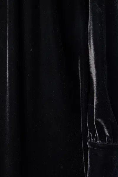 Ganni Stretch Velvet Jersey Collar Mini Dress In Black