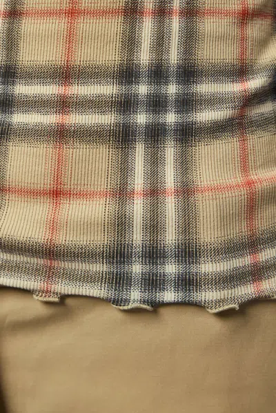 Burberry Womens Sand Ip Check Gradient-check Stretch-cotton Top In Brown