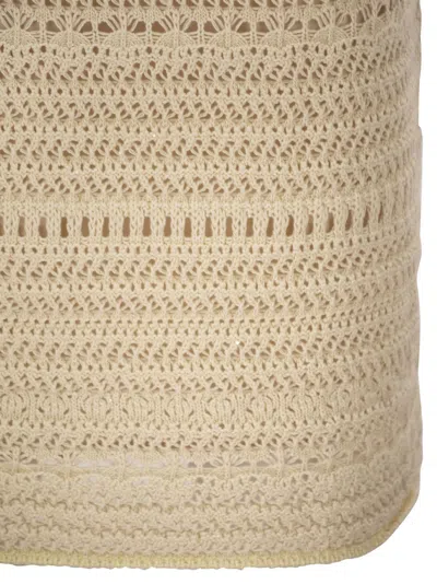 Fabiana Filippi Pencil Skirt In Wool And Cotton With Sequins In Neutral